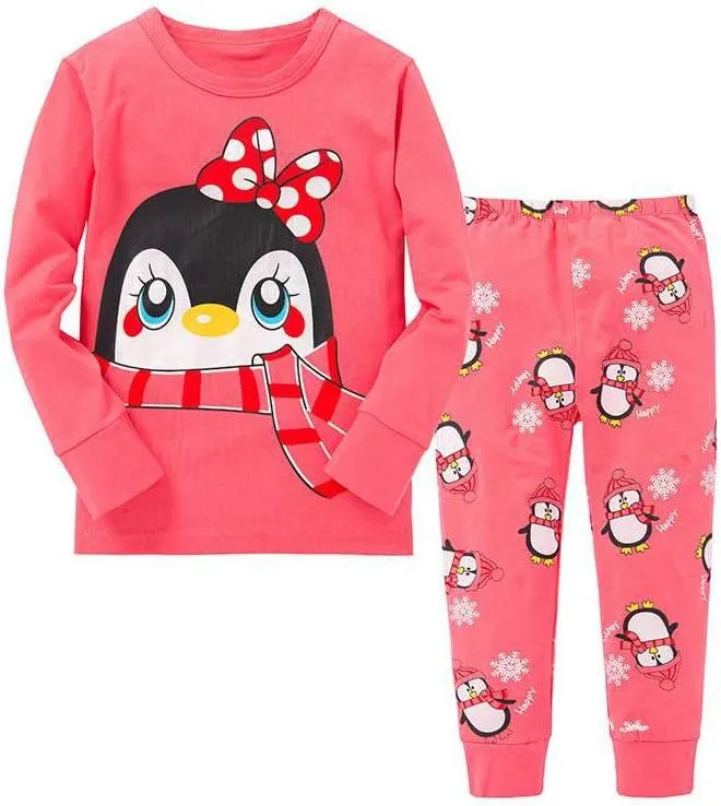 2-4 Pieces Pajamas Sets Little Girls Long Sleeves Sleepwears 100% Cotton Clothes Toddler Kid PJs