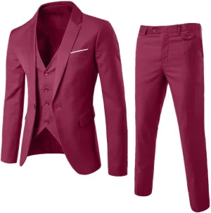 3 Piece Men's Suit, Men's Suit Jacket Vest and Suit Pants, Business Wedding Party Set Single Breasted Suit Blazer Sets