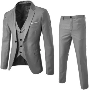 3 Piece Men's Suit, Men's Suit Jacket Vest and Suit Pants, Business Wedding Party Set Single Breasted Suit Blazer Sets
