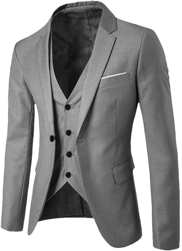 3 Piece Men's Suit, Men's Suit Jacket Vest and Suit Pants, Business Wedding Party Set Single Breasted Suit Blazer Sets