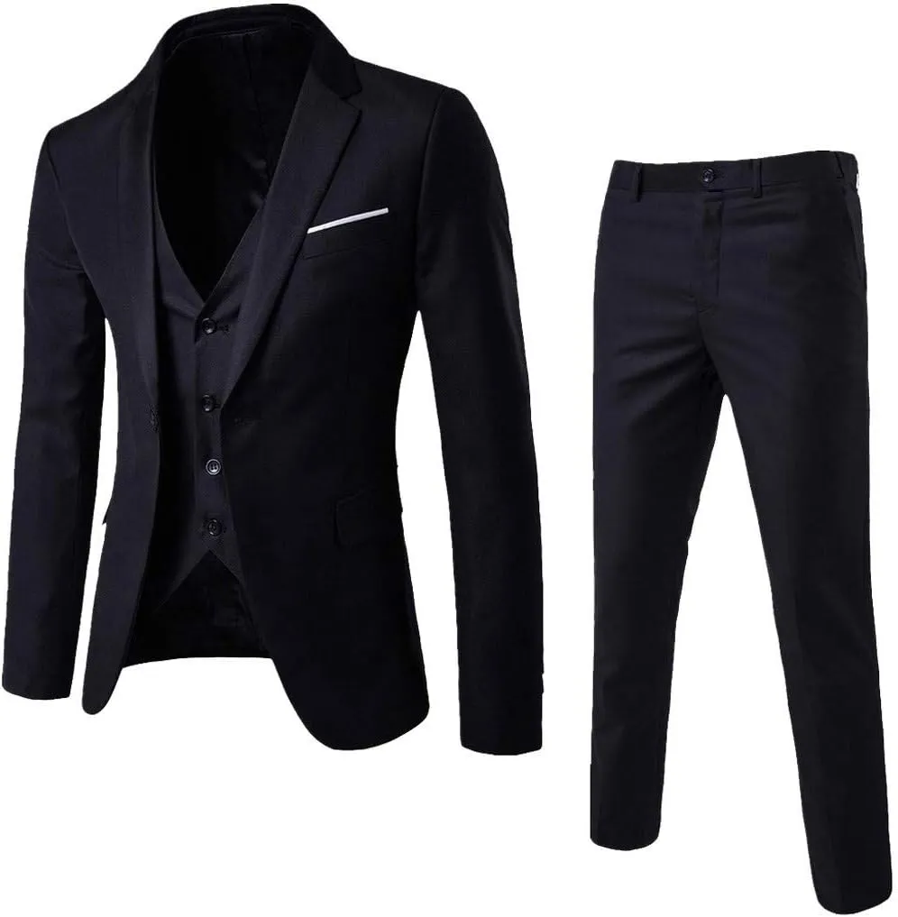 3 Piece Men's Suit, Men's Suit Jacket Vest and Suit Pants, Business Wedding Party Set Single Breasted Suit Blazer Sets