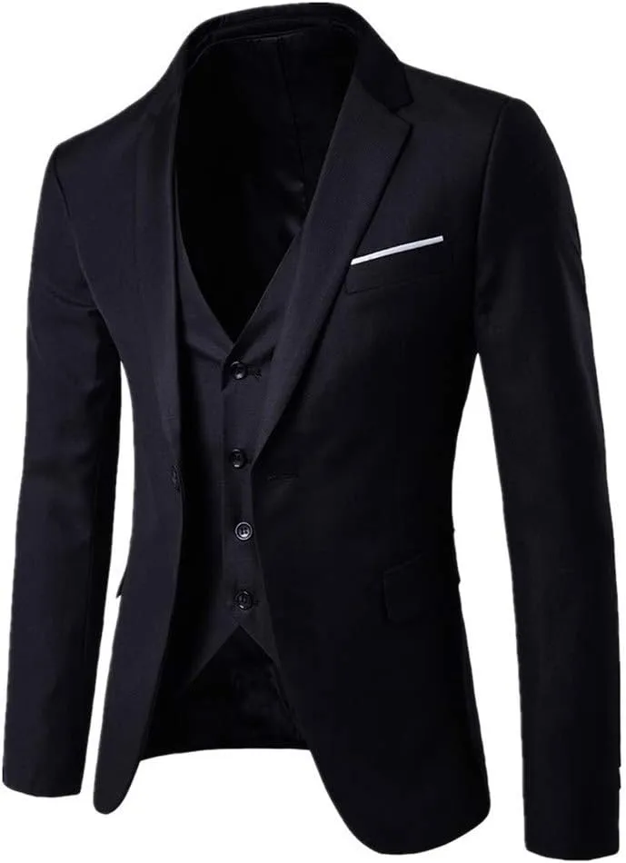 3 Piece Men's Suit, Men's Suit Jacket Vest and Suit Pants, Business Wedding Party Set Single Breasted Suit Blazer Sets