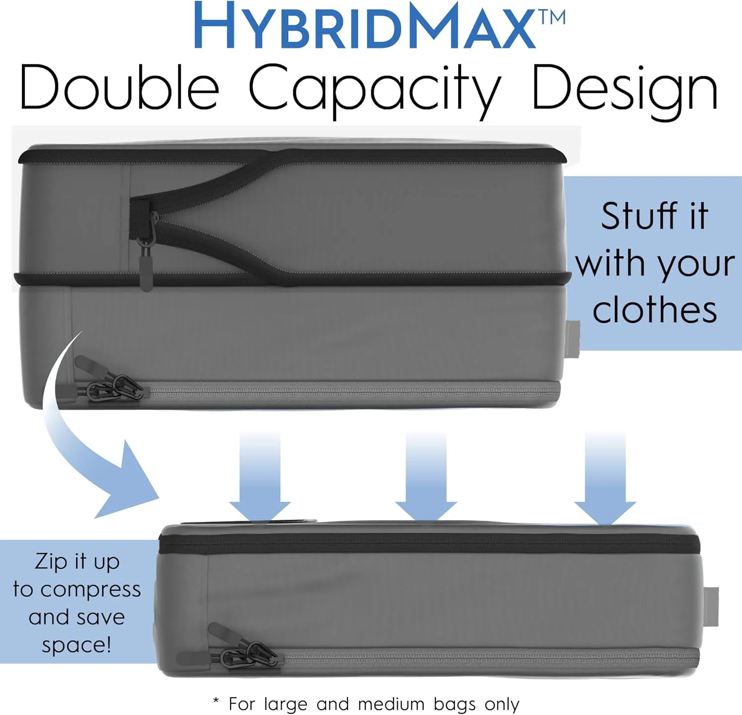 8 Set/4 Set Deluxe Compression Packing Cubes Travel - Maximize Space In Luggage With Patented HybridMax Double Capacity Design, Luxury Compressible Packing Cubes For Travel, Large, Small, & Medium