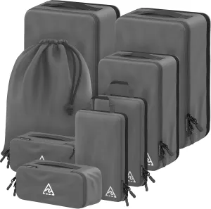 8 Set/4 Set Deluxe Compression Packing Cubes Travel - Maximize Space In Luggage With Patented HybridMax Double Capacity Design, Luxury Compressible Packing Cubes For Travel, Large, Small, & Medium