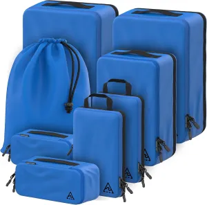 8 Set/4 Set Deluxe Compression Packing Cubes Travel - Maximize Space In Luggage With Patented HybridMax Double Capacity Design, Luxury Compressible Packing Cubes For Travel, Large, Small, & Medium