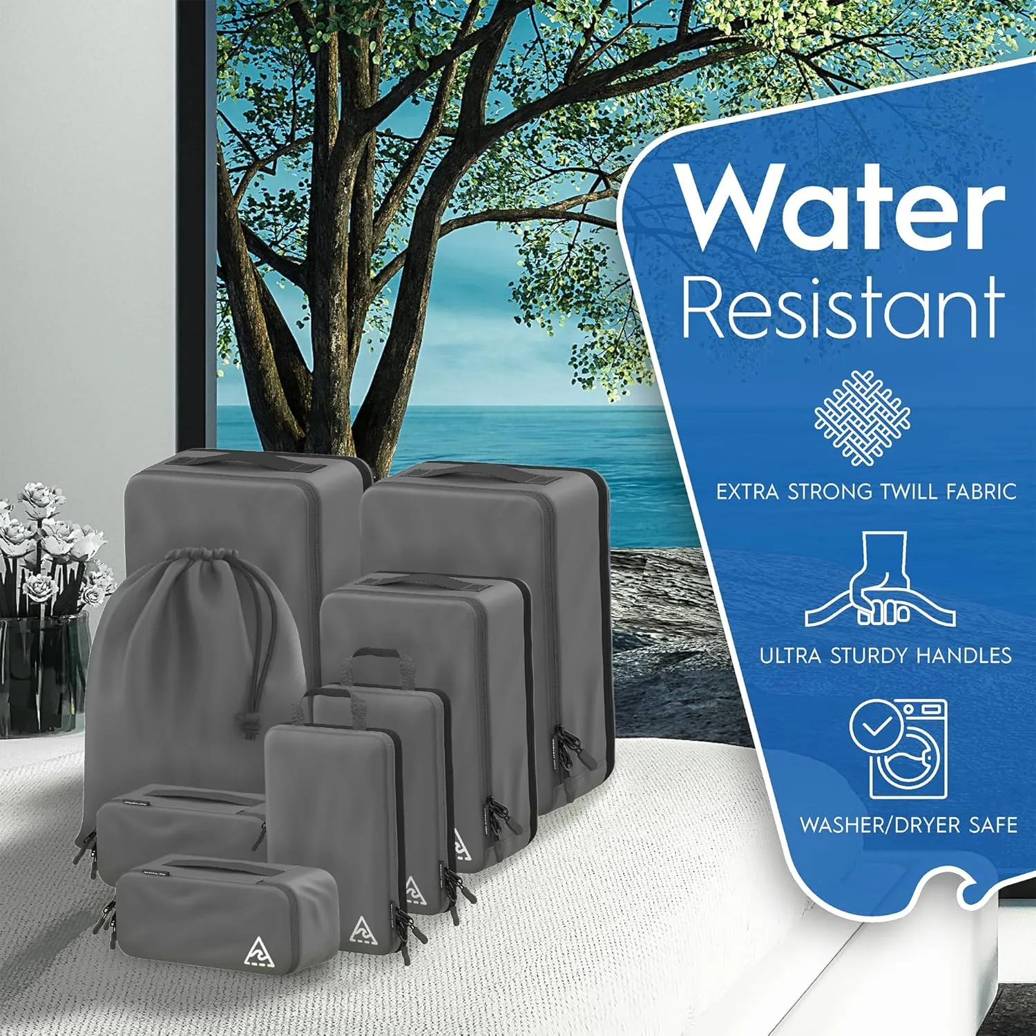 8 Set/4 Set Deluxe Compression Packing Cubes Travel - Maximize Space In Luggage With Patented HybridMax Double Capacity Design, Luxury Compressible Packing Cubes For Travel, Large, Small, & Medium