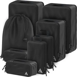 8 Set/4 Set Deluxe Compression Packing Cubes Travel - Maximize Space In Luggage With Patented HybridMax Double Capacity Design, Luxury Compressible Packing Cubes For Travel, Large, Small, & Medium