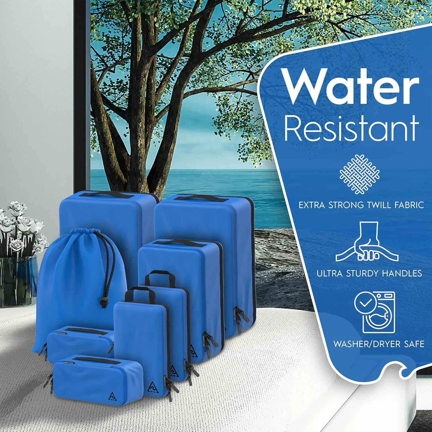 8 Set/4 Set Deluxe Compression Packing Cubes Travel - Maximize Space In Luggage With Patented HybridMax Double Capacity Design, Luxury Compressible Packing Cubes For Travel, Large, Small, & Medium
