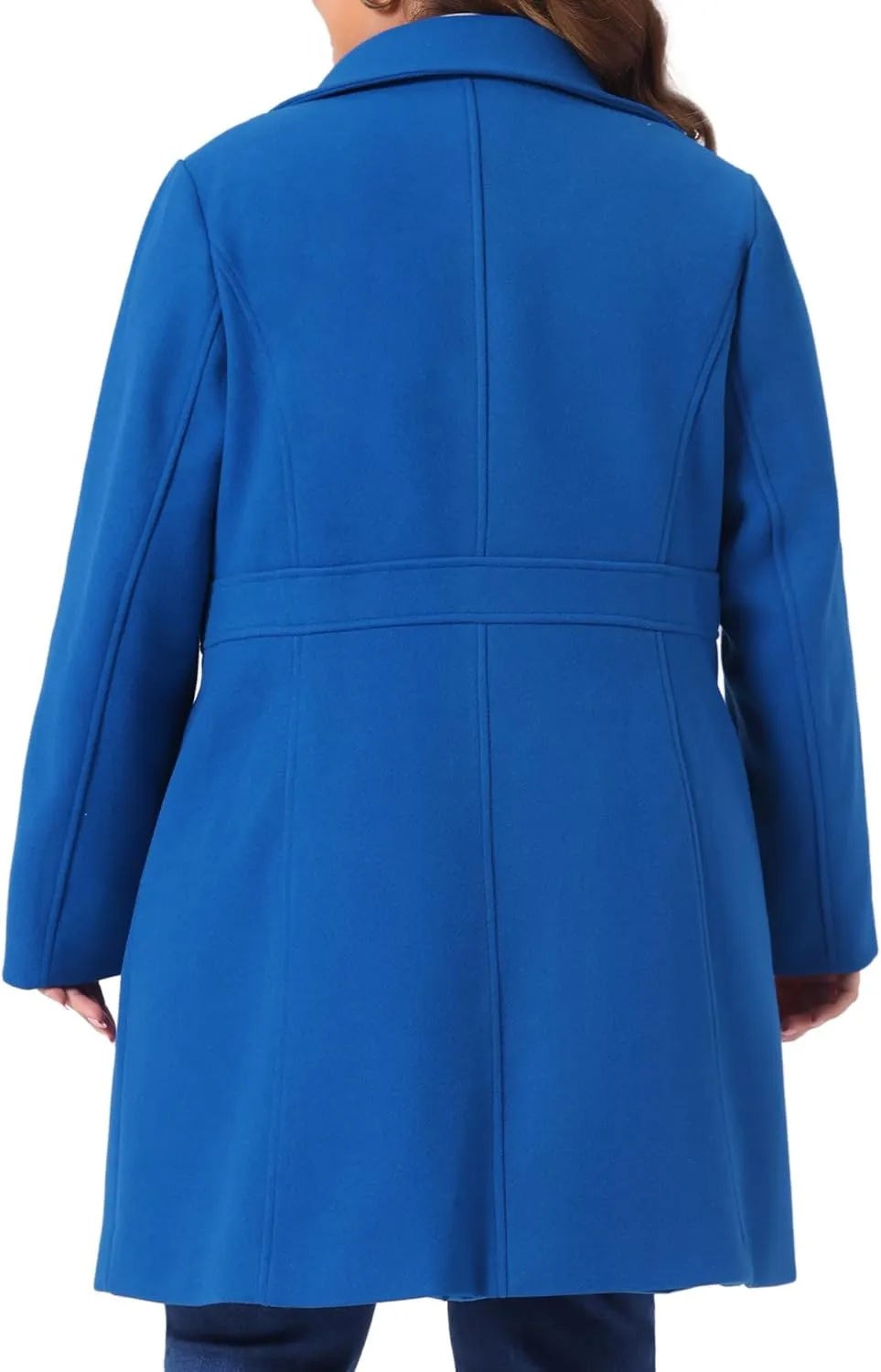 Agnes Orinda Plus Size Peacoat for Women Winter Notched Lapel Single Breasted Elegant Long Trench Coats Jacket