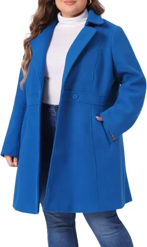 Agnes Orinda Plus Size Peacoat for Women Winter Notched Lapel Single Breasted Elegant Long Trench Coats Jacket