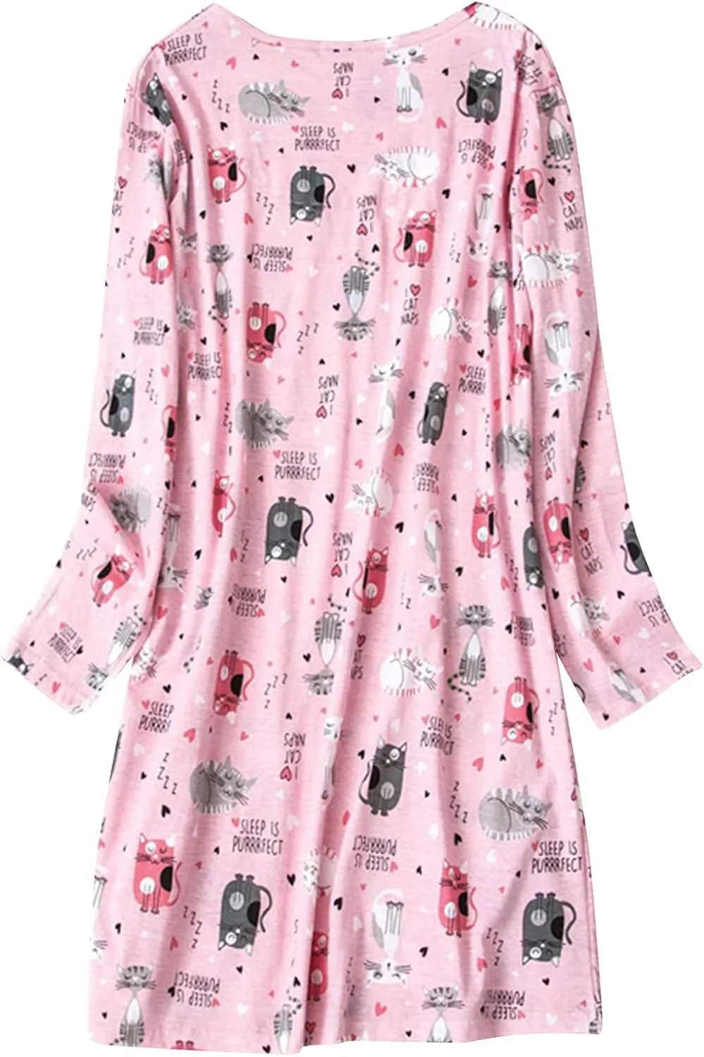 American Trends Womens Long Sleeve Nightgowns Sleep Shirts Night Shirts Night Gown House Dresses Ladies Night Dress