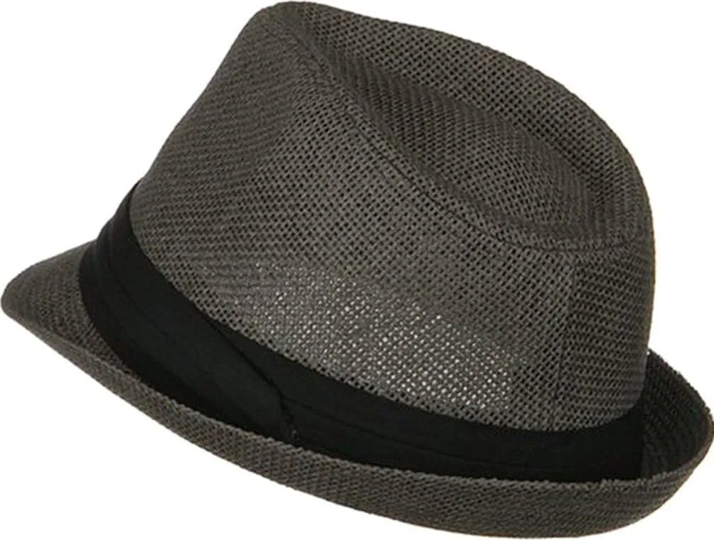AshopZ Unisex Summer Outdoors Short Brim Straw Fedora Hat