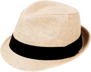 AshopZ Unisex Summer Outdoors Short Brim Straw Fedora Hat