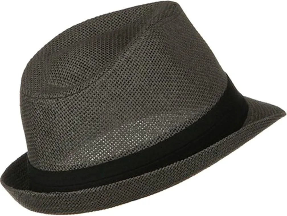 AshopZ Unisex Summer Outdoors Short Brim Straw Fedora Hat
