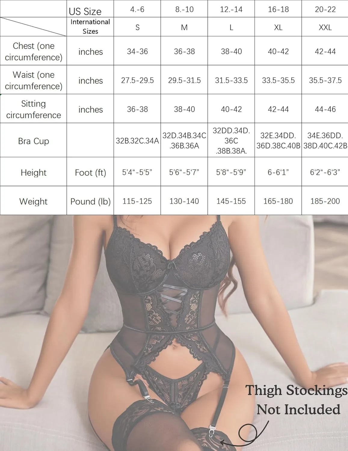 Avidlove Garter Lingerie for Women Floral Lace Babydoll Bodysuit Bra and Panty Set