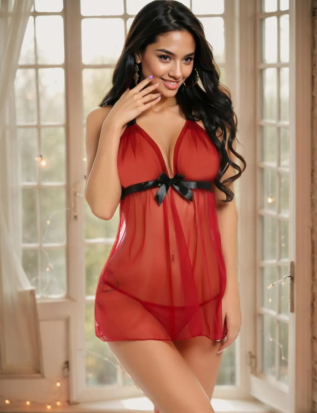 Avidlove Lingerie for Women Lace Babydoll Chemise Negligees Sexy Exotic Nightgowns Halter Nighties Sheer Mesh Nightwear