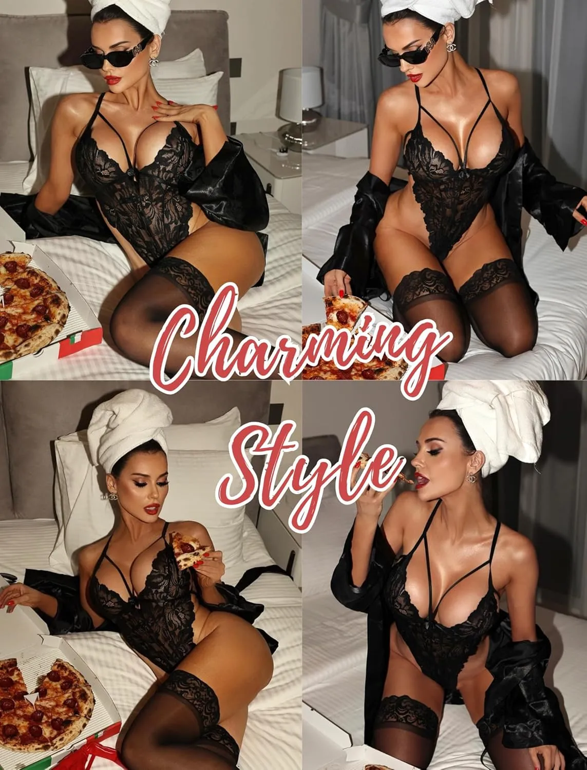 Avidlove Teddy Lingerie for Women Floral Lace Bodysuit Scallop Trim One Piece Babydoll Chemise Nightgowns