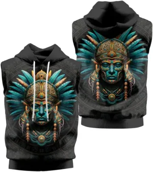 Aztec Sleeveless Hoodies for Men Gym Training Workout Hooded Tank Top Muscle Hoodies for Men
