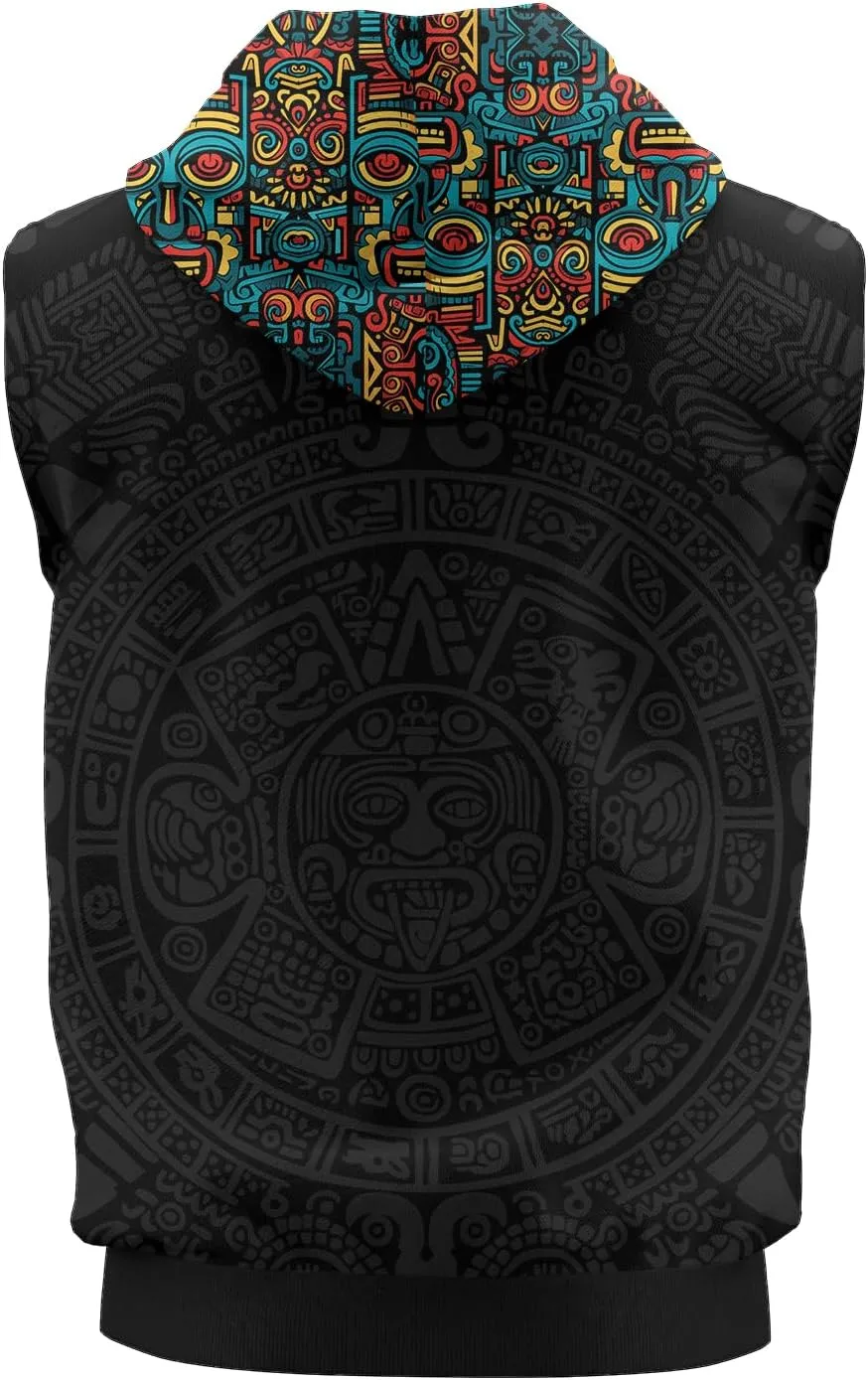 Aztec Sleeveless Hoodies for Men Gym Training Workout Hooded Tank Top Muscle Hoodies for Men