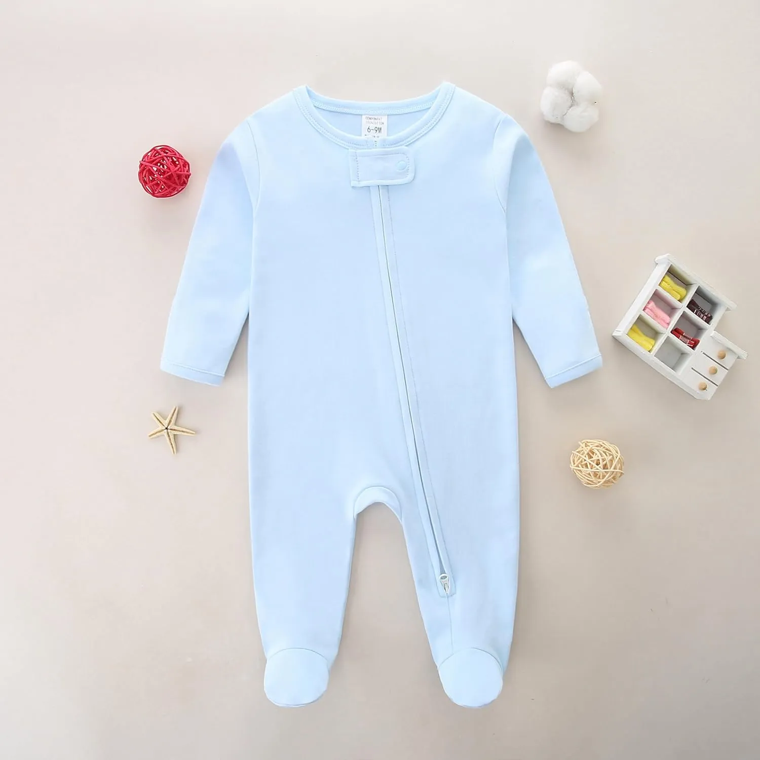 Baby Footie Double Zipper Infant Cotton Clothes Sleeper Baby Pajamas Sleepwear
