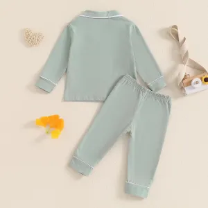 Balaflyie Baby Button Down Pajamas Set Shirt and Pants Toddler Cotton Pjs Long Sleeve Sleepwear