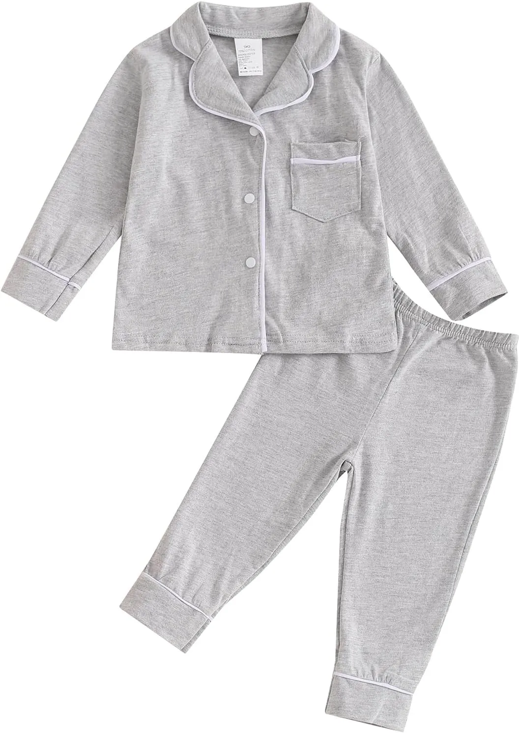 Balaflyie Baby Button Down Pajamas Set Shirt and Pants Toddler Cotton Pjs Long Sleeve Sleepwear