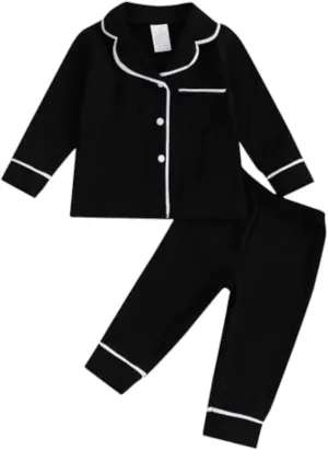 Balaflyie Baby Button Down Pajamas Set Shirt and Pants Toddler Cotton Pjs Long Sleeve Sleepwear