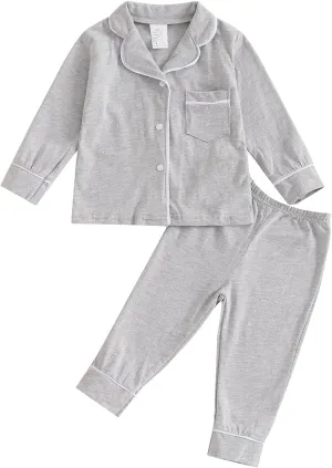 Balaflyie Baby Button Down Pajamas Set Shirt and Pants Toddler Cotton Pjs Long Sleeve Sleepwear