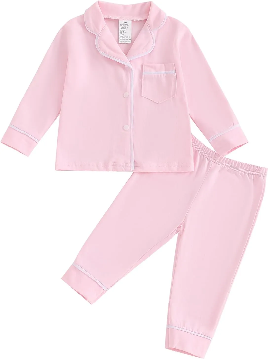 Balaflyie Baby Button Down Pajamas Set Shirt and Pants Toddler Cotton Pjs Long Sleeve Sleepwear