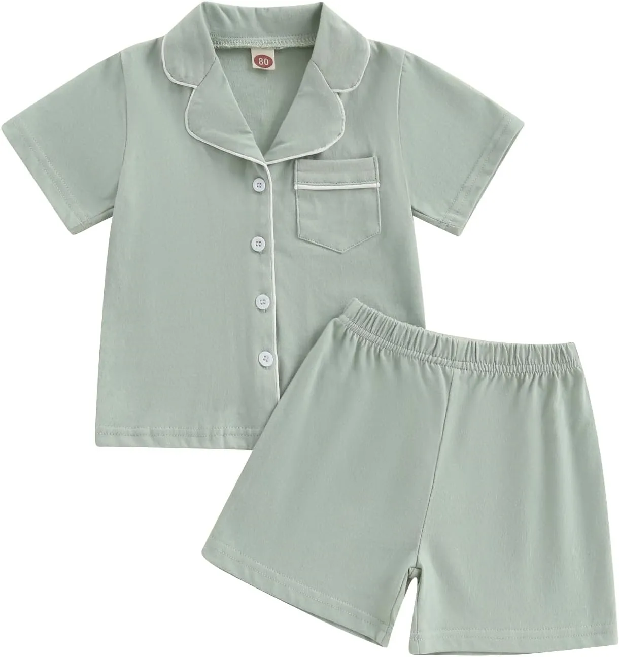 Balaflyie Toddler Baby Pajama Set Boy Girl Button Down Sleepwear Short Sleeve Shirt&Shorts Cotton Jammies Kids Lounge Sets