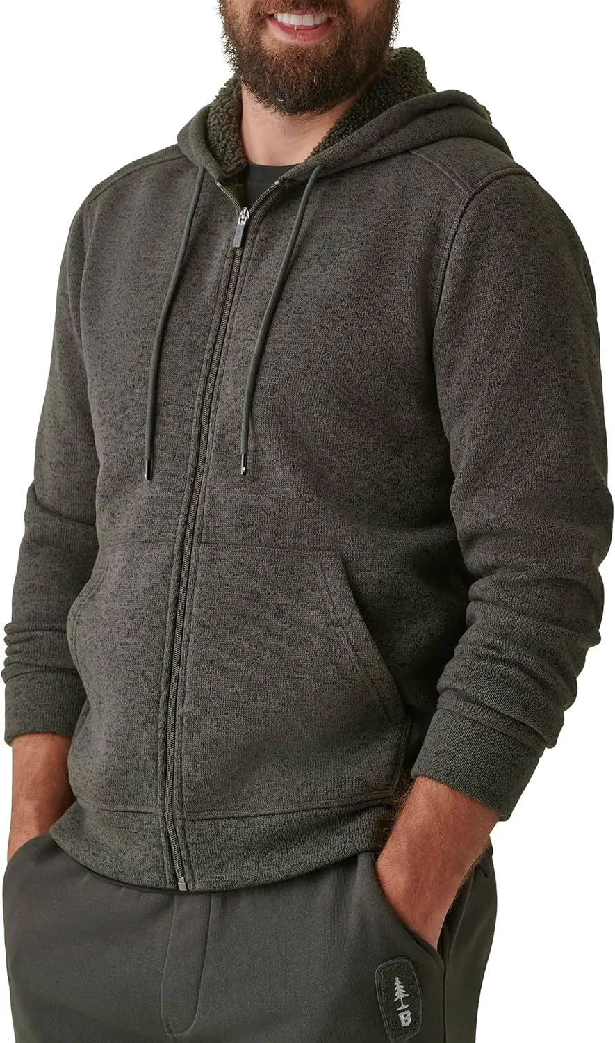 BASS OUTDOOR Men's Sherpa Lined Hood Zip-up Jacket