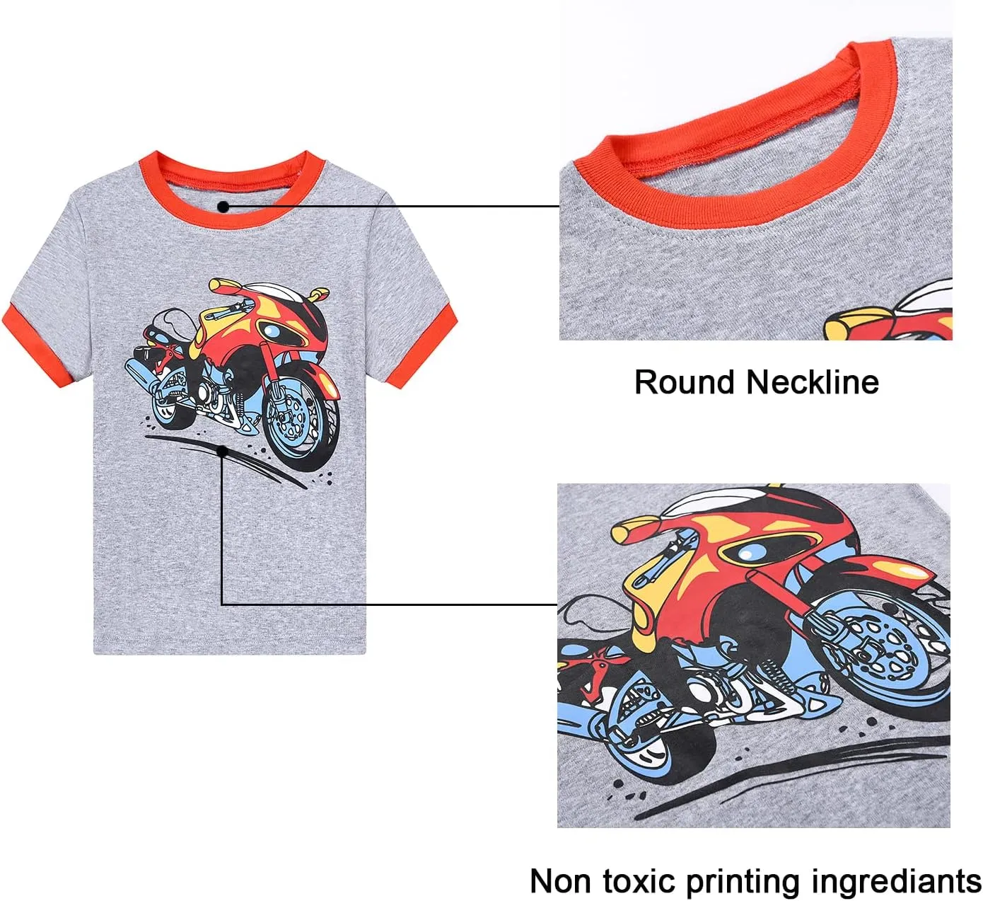 Benaive Boys Summer Pajamas 4 Pieces Cotton Kids PJs Shorts Sleepwear Size 2T-12 Years