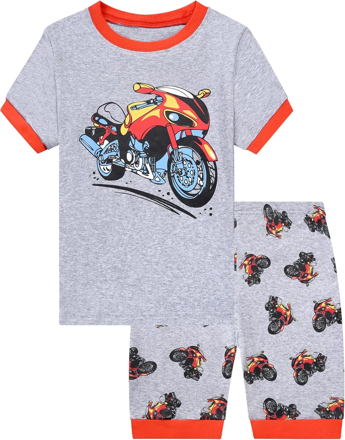 Benaive Boys Summer Pajamas 4 Pieces Cotton Kids PJs Shorts Sleepwear Size 2T-12 Years