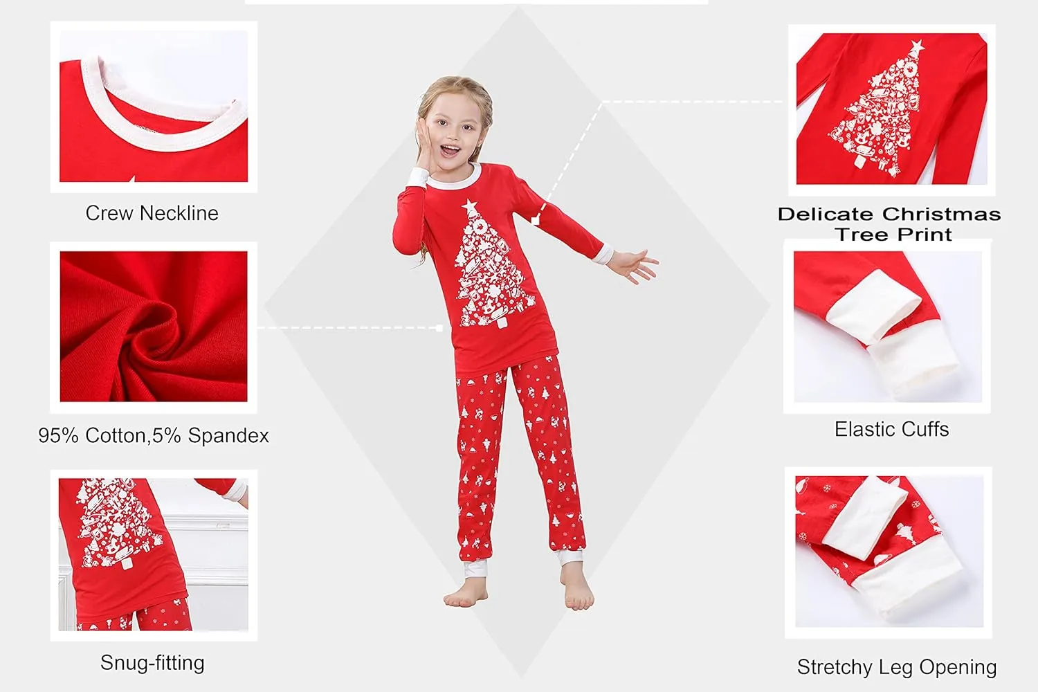 Benaive Matching Family Christmas Pajamas Set Boys Girls Holiday Pjs for Women Men Sleepwear