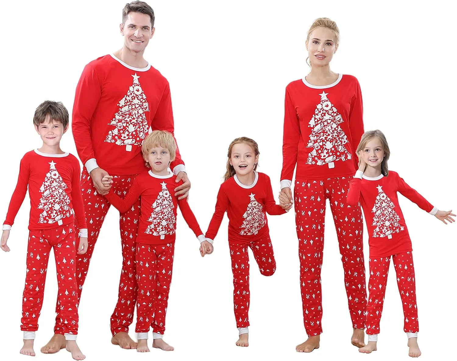 Benaive Matching Family Christmas Pajamas Set Boys Girls Holiday Pjs for Women Men Sleepwear