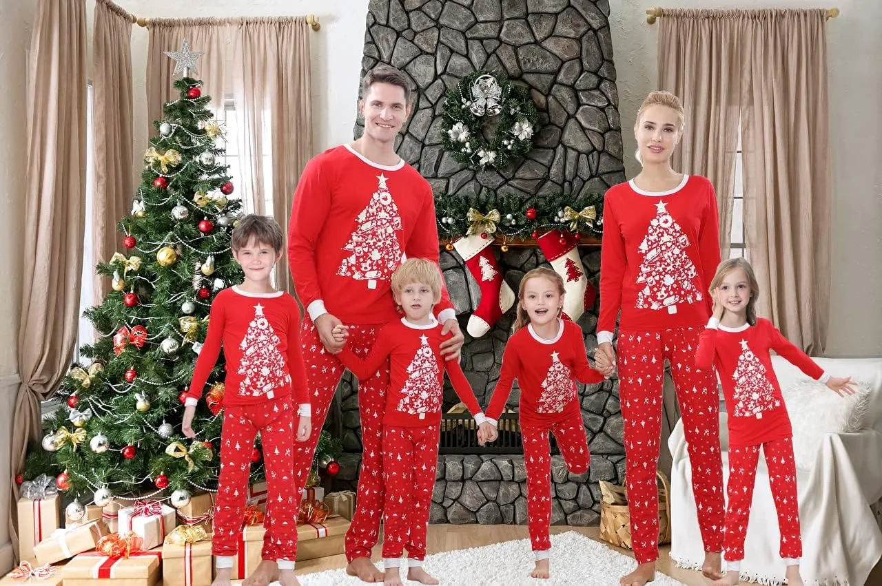Benaive Matching Family Christmas Pajamas Set Boys Girls Holiday Pjs for Women Men Sleepwear