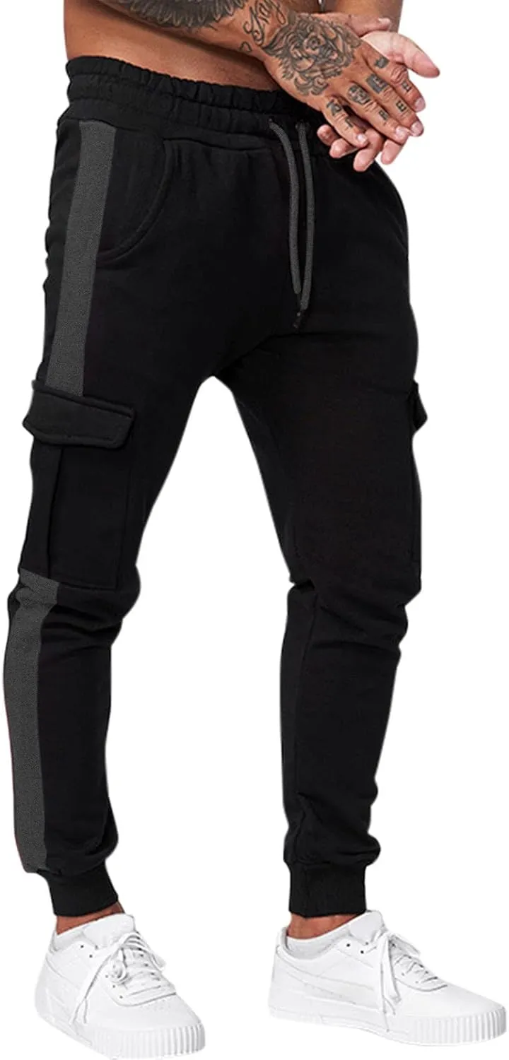 Big and Tall Cargo Pants for Men Sweatpants for Men with Pockets Men's Athletic Running Sport Jogger Pants Drawstring