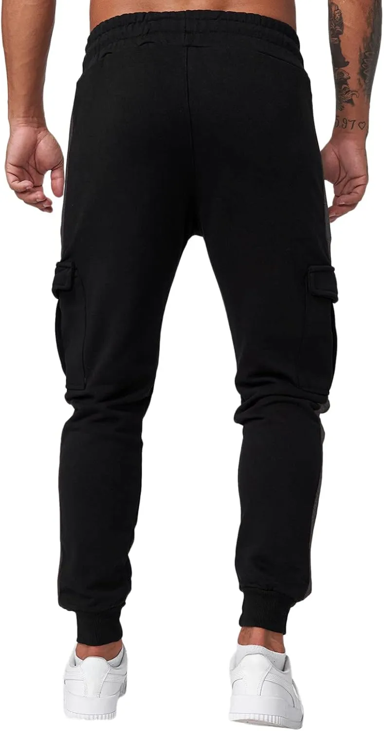Big and Tall Cargo Pants for Men Sweatpants for Men with Pockets Men's Athletic Running Sport Jogger Pants Drawstring