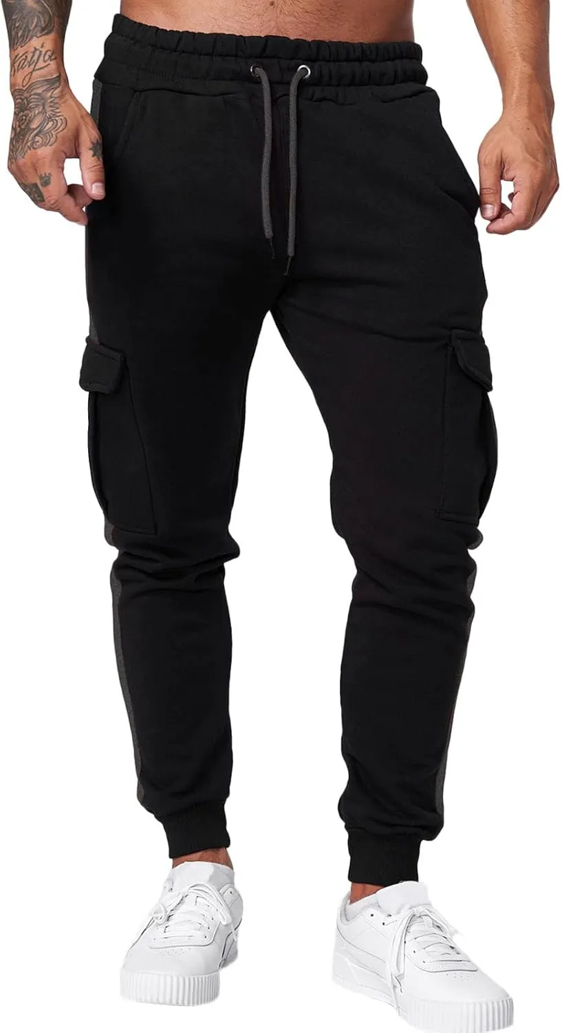 Big and Tall Cargo Pants for Men Sweatpants for Men with Pockets Men's Athletic Running Sport Jogger Pants Drawstring