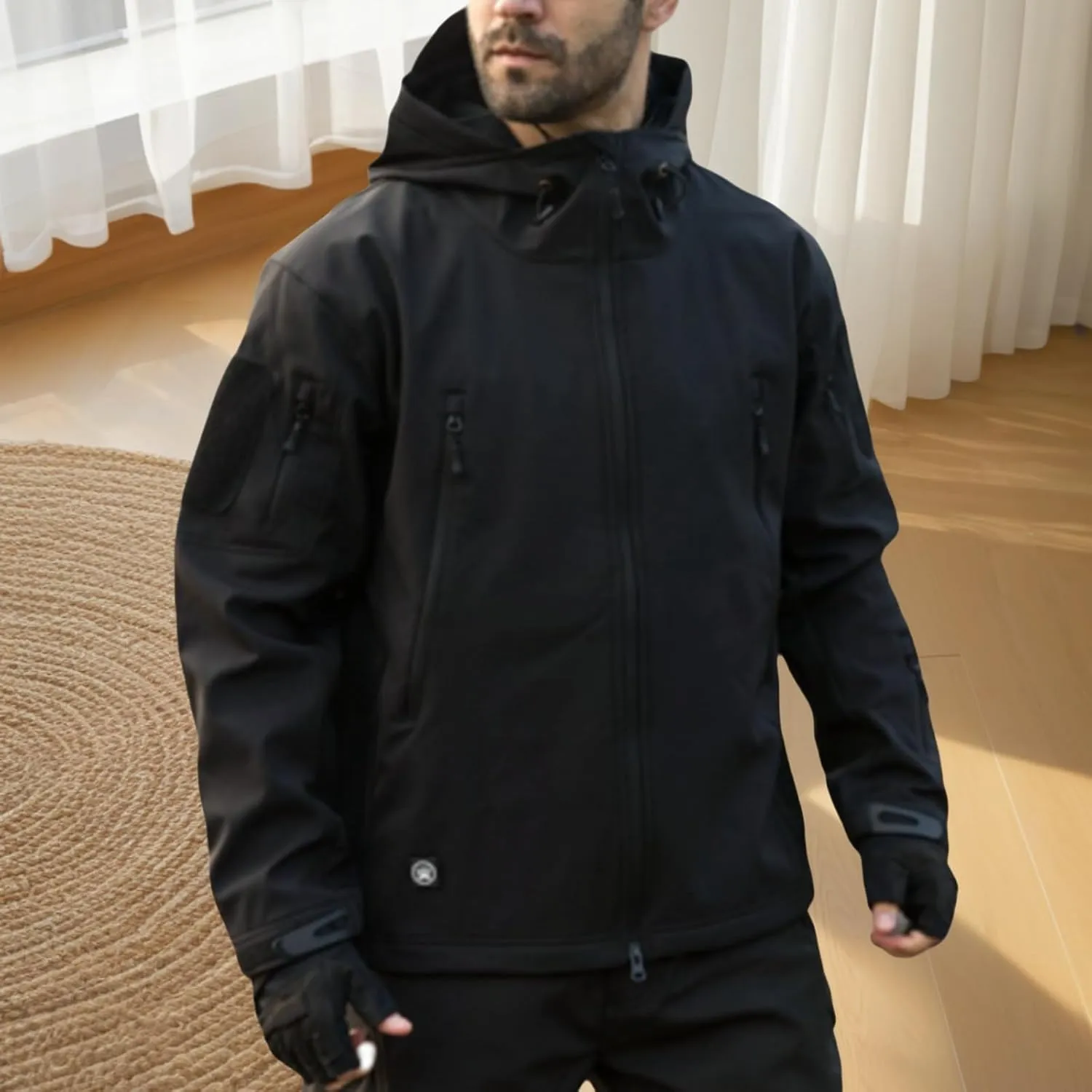 Blyo Waterproof Thermal Jacket, Men's Tactical Jacket 7 Pockets Fleece Lined Water Resistant Soft Shell Winter Coats