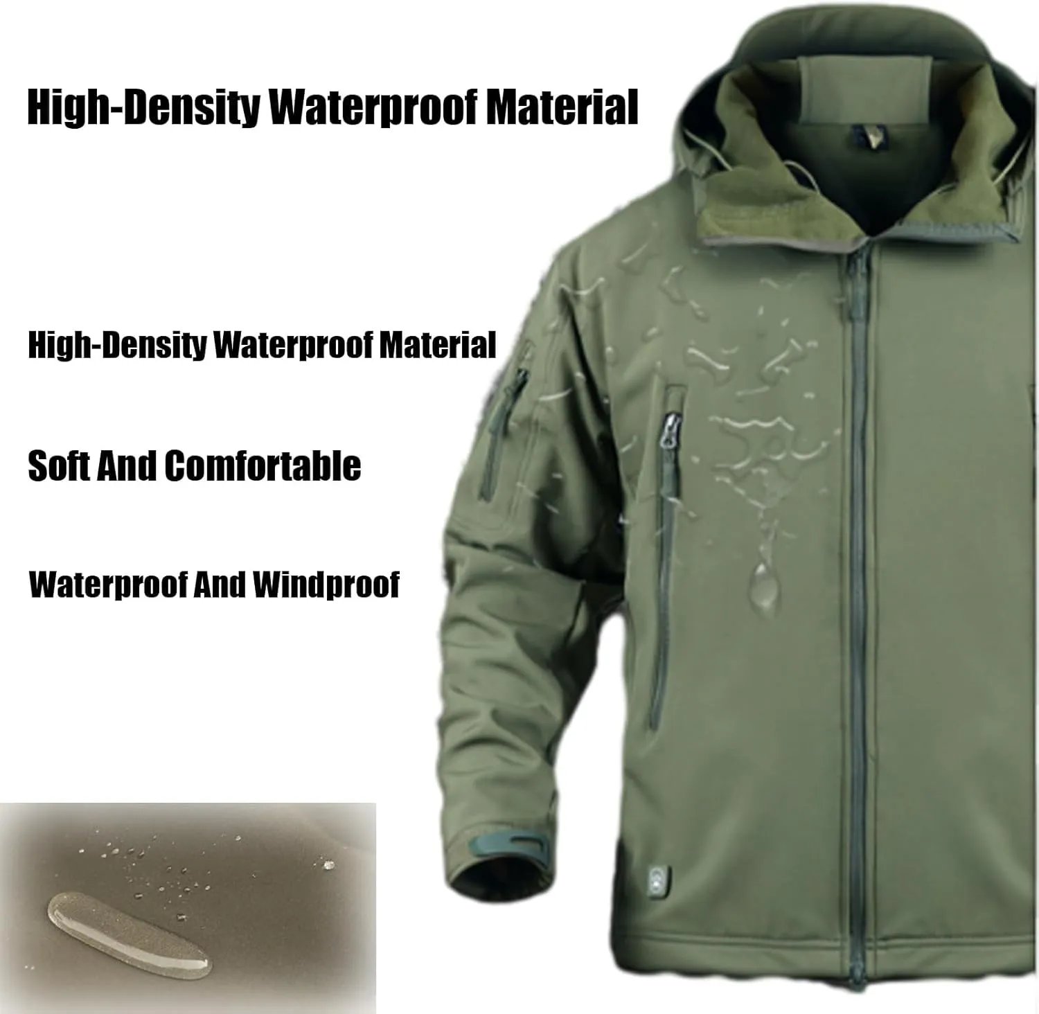 Blyo Waterproof Thermal Jacket, Men's Tactical Jacket 7 Pockets Fleece Lined Water Resistant Soft Shell Winter Coats