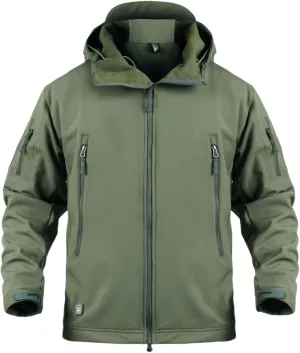 Blyo Waterproof Thermal Jacket, Men's Tactical Jacket 7 Pockets Fleece Lined Water Resistant Soft Shell Winter Coats