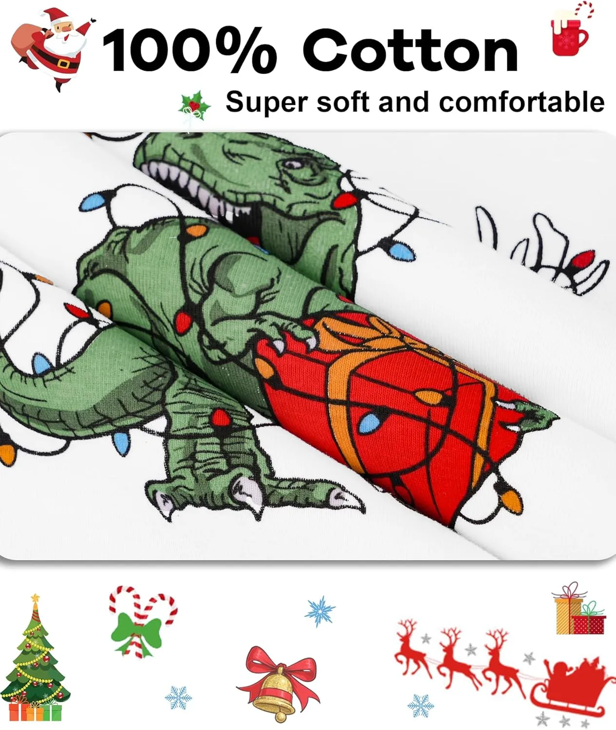 Boys Pajamas 4 Pieces Long Set 100% Cotton Sleepwear Size 18 Months-12 Years