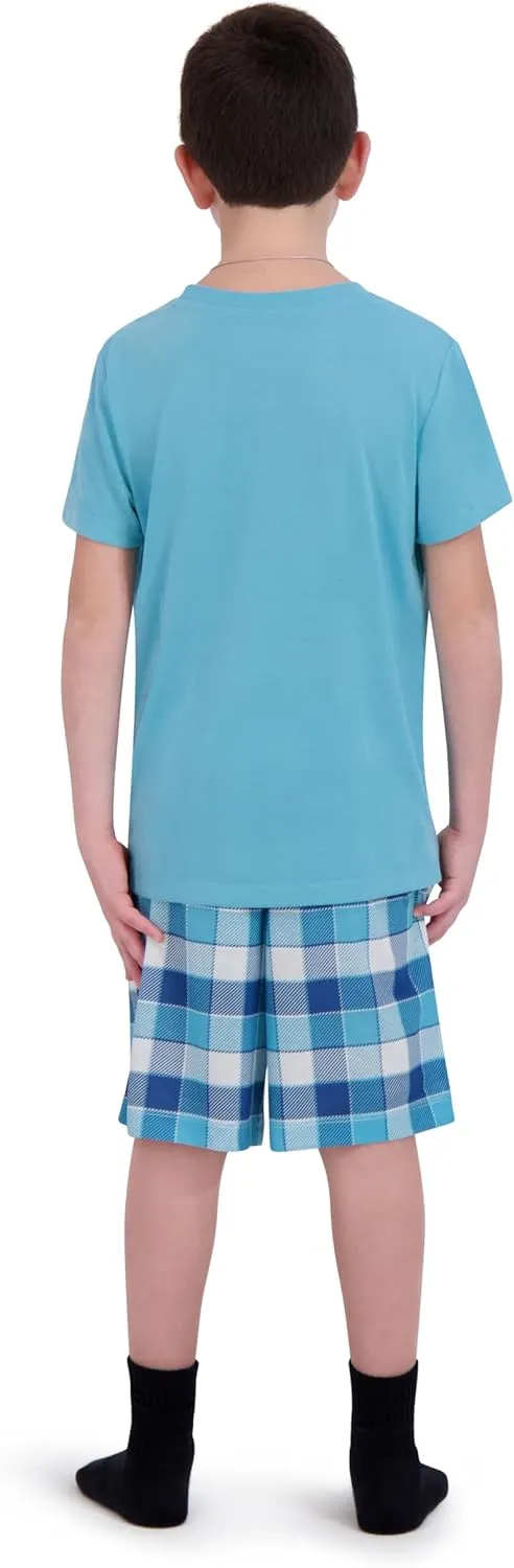 Boys Pajamas Set- 4-Piece Summer PJs Short Sleeve Tee & Shorts, Boys’ Sleepwear, Teens Kids Pajama Sizes 5-20