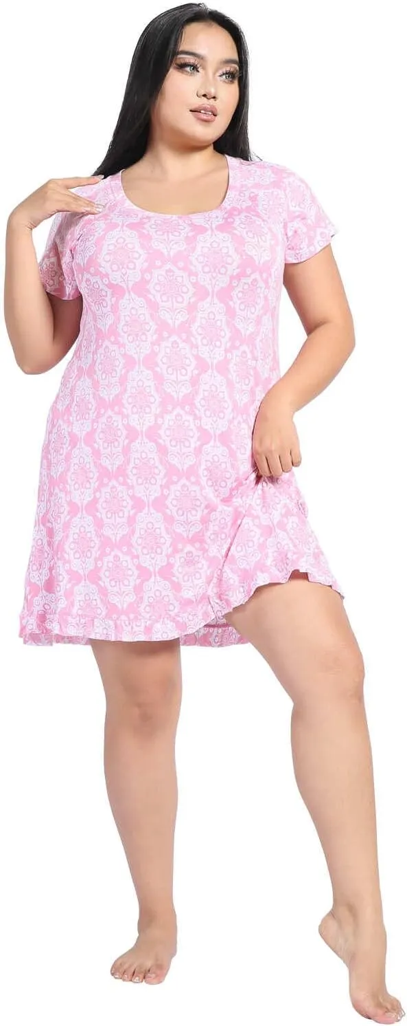 Breathable Comfy Soft Bamboo nightgowns for women - Viscose Made from Bamboo Plus Size Short Sleeve Pijamas de Mujer