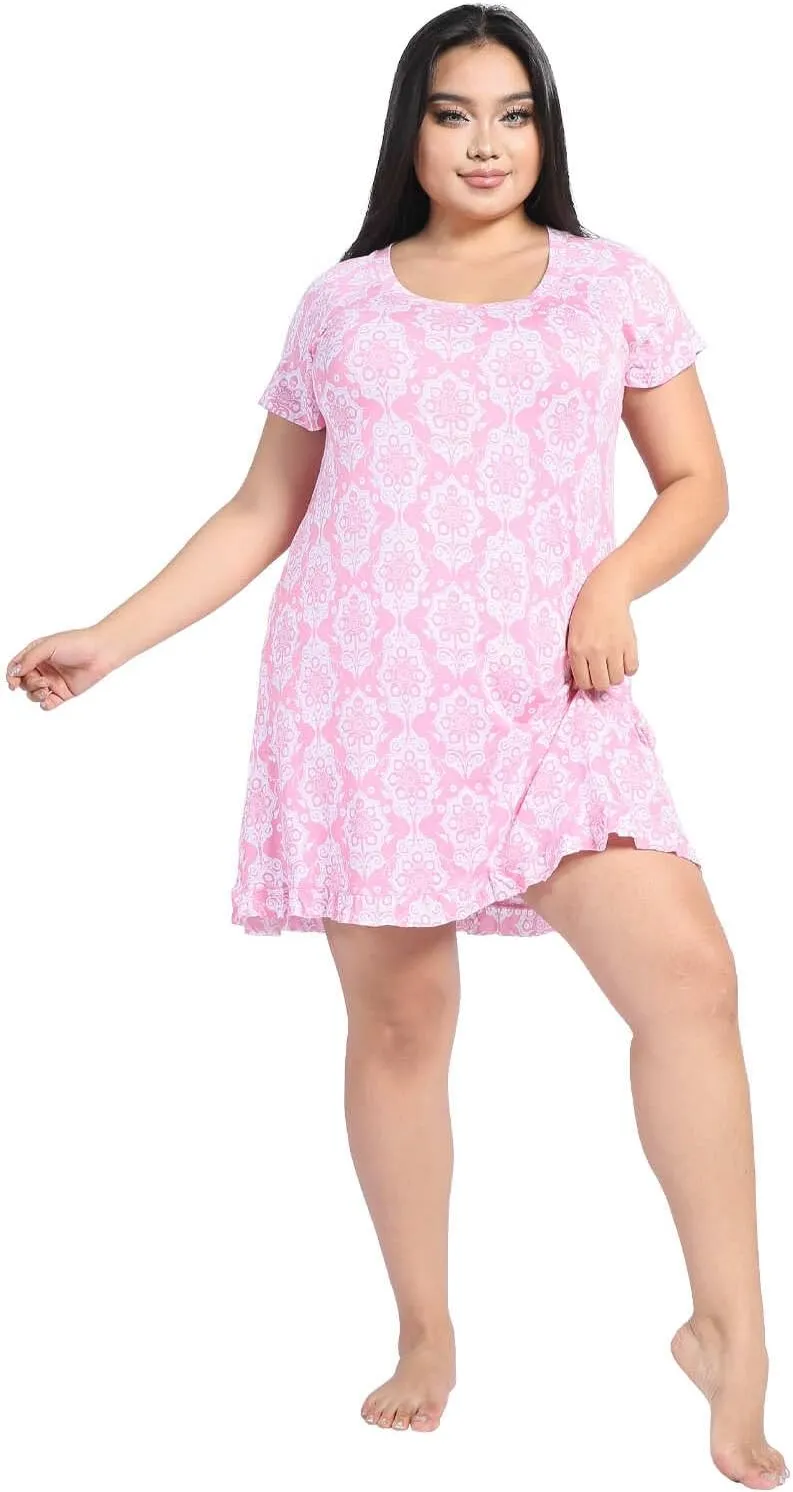 Breathable Comfy Soft Bamboo nightgowns for women - Viscose Made from Bamboo Plus Size Short Sleeve Pijamas de Mujer