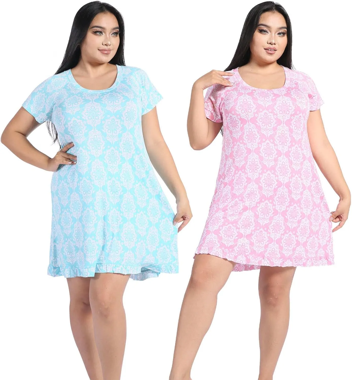 Breathable Comfy Soft Bamboo nightgowns for women - Viscose Made from Bamboo Plus Size Short Sleeve Pijamas de Mujer