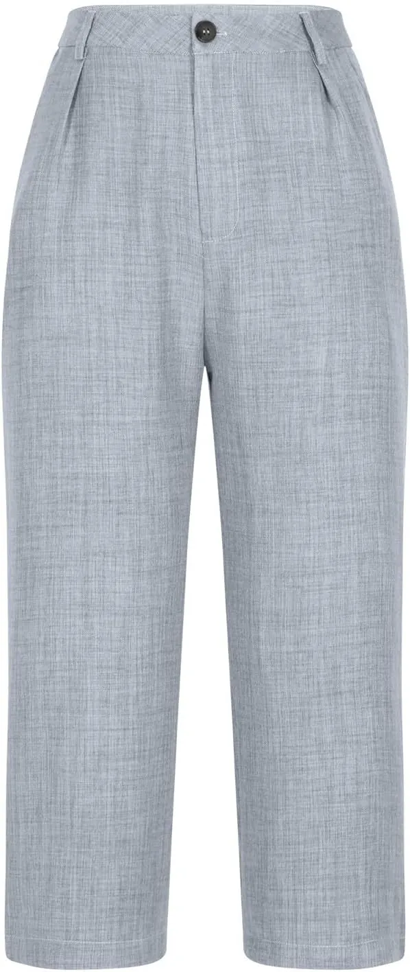 Capri Pants for Women Zipper Work Pants Casual Summer Pants Beach Cropped Pants with Pockets Solid Capri Pants Trendy