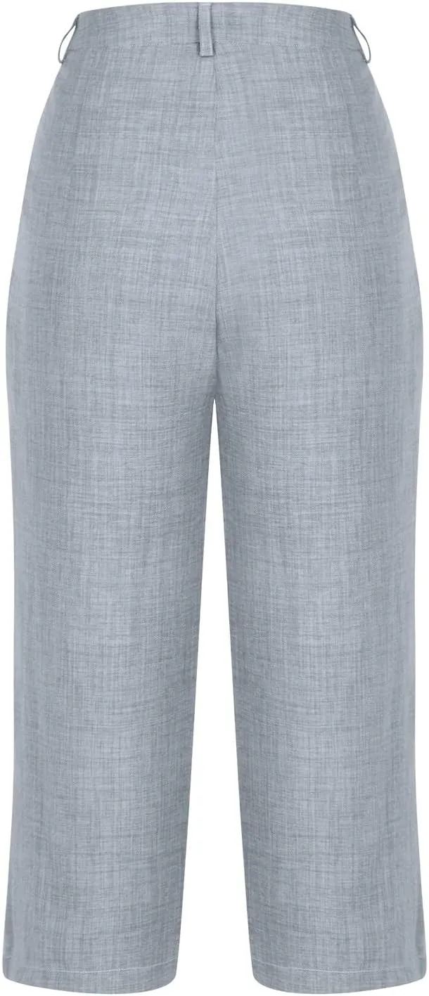Capri Pants for Women Zipper Work Pants Casual Summer Pants Beach Cropped Pants with Pockets Solid Capri Pants Trendy
