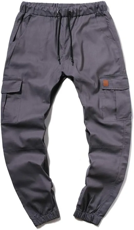 Cargo Pants for Men Relaxed Fit Cargo Sweatpants Stretch Elastic Waist Athletic Workout Jogger Pants Drawstring Sport